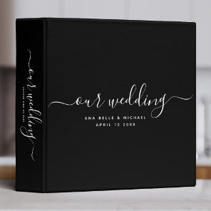 Modern Minimal Elegant Calligraphy Wedding Album 3 Ring Binder