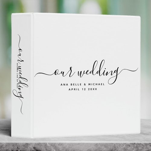 Modern Minimal Elegant Calligraphy Wedding Album 3 Ring Binder