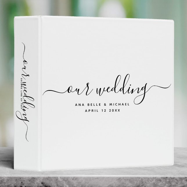 Modern Minimal Elegant Calligraphy Wedding Album 3 Ring Binder (Creator Uploaded)
