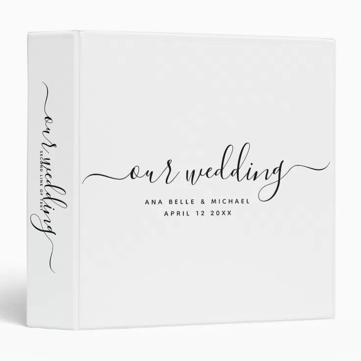 Modern Minimal Elegant Calligraphy Wedding Album 3 Ring Binder Zazzle