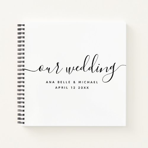 Modern Minimal Elegant Calligraphy Wedding Guest Notebook