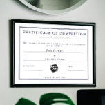 Modern Minimal Elegant Certificate of Completion<br><div class="desc">Modern minimal certificate of completion. Colors : white and navy.</div>