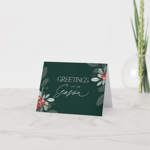 Modern Minimal Elegant Christmas Greenery  Holiday Card