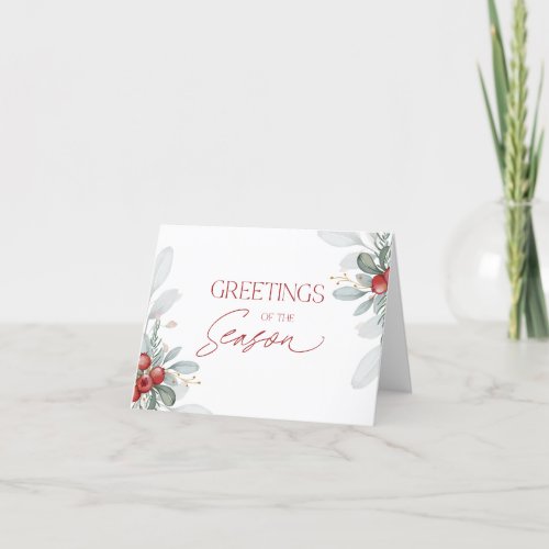 Modern Minimal Elegant Christmas Greenery  Holiday Card