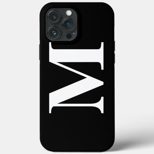 Modern Minimal Elegant Custom Black White Monogram iPhone 13 Pro Max Case