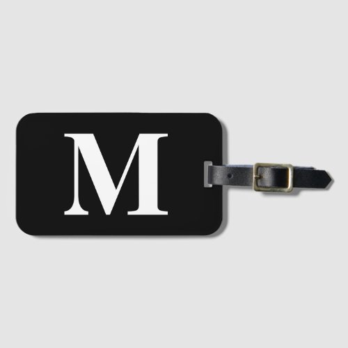 Modern Minimal Elegant Custom Black White Monogram Luggage Tag