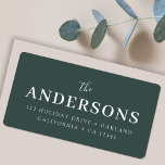 Modern Minimal Elegant | Dark Forest Green Name Label<br><div class="desc">A stylish modern return address label with your surname featured in classic typography paired with handwritten script in white over a gorgeous dark forest green color. An elegant,  minimal design to stand out from the crowd this christmas season!</div>