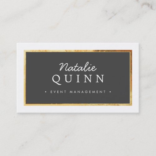 MODERN MINIMAL elegant gold border charcoal grey Business Card