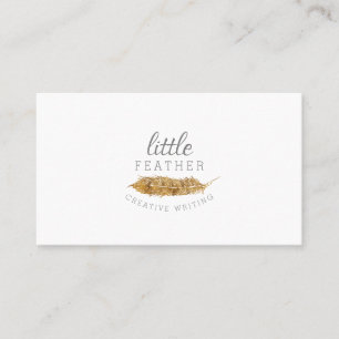 Modern, Minimal & Elegant Gold Feather Business Card