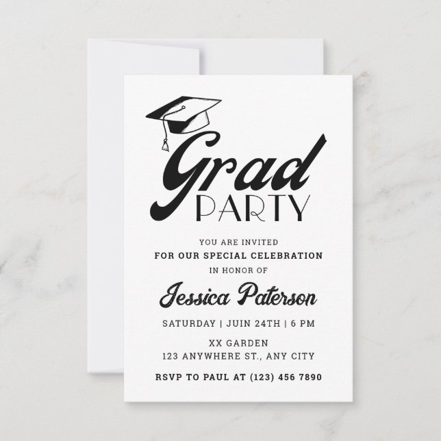 Modern Minimal Elegant Graduation Party  Invitation (Front)