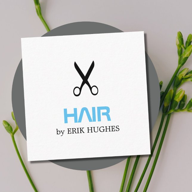 Modern Minimal Elegant Hair Stylist Square Business Card (Creator Uploaded)