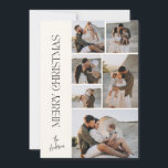 Modern minimal elegant photo collage Christmas Holiday Card<br><div class="desc">Modern minimal elegant photo collage Christmas natural cream and black Holiday Card design. Part of a modern,  minimal design.</div>