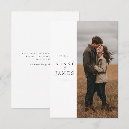 Modern Minimal Elegant Photo Double Sided Wedding Save The Date