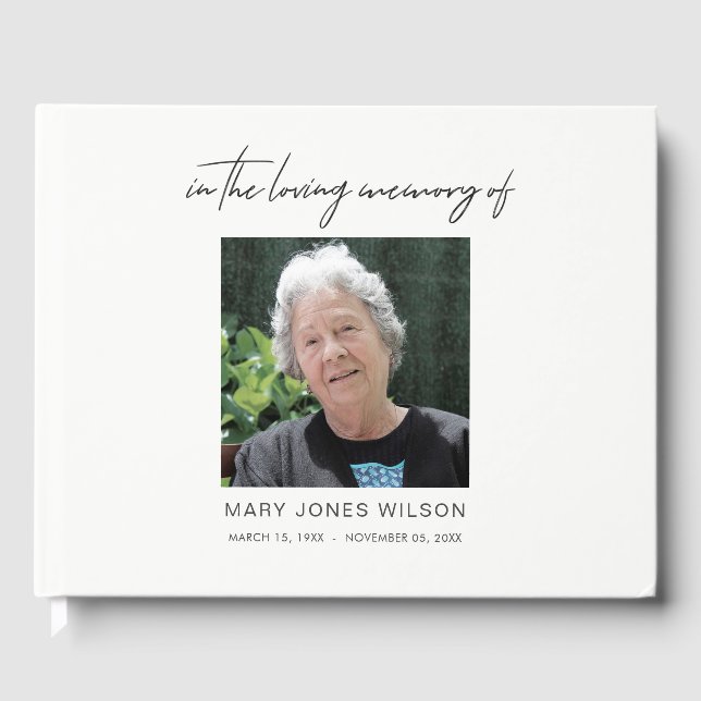 MODERN MINIMAL ELEGANT PHOTO SYMPATHY MEMORIAL GUEST BOOK (Front)