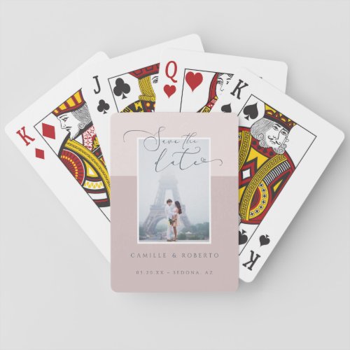 Modern Minimal  Elegant Pink Two Tone Photo Poker Cards