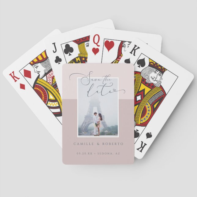 Modern, Minimal & Elegant Pink Two Tone Photo Poker Cards (Back)