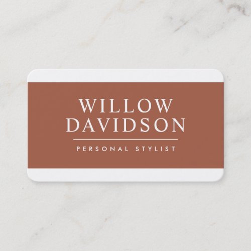 MODERN MINIMAL elegant plain brown terracotta clay Business Card