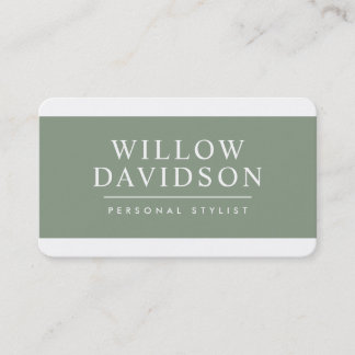 MODERN MINIMAL elegant plain clean eco sage green Business Card