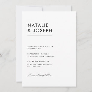 Modern Minimal Elegant QR Code All In One Wedding Invitation