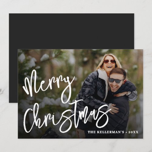 Modern Minimal Elegant Script 1 Photo Christmas Holiday Card