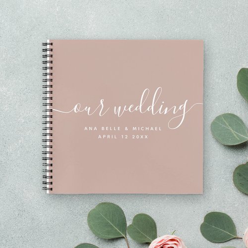 Modern Minimal Elegant Script Blush Wedding Guest Notebook