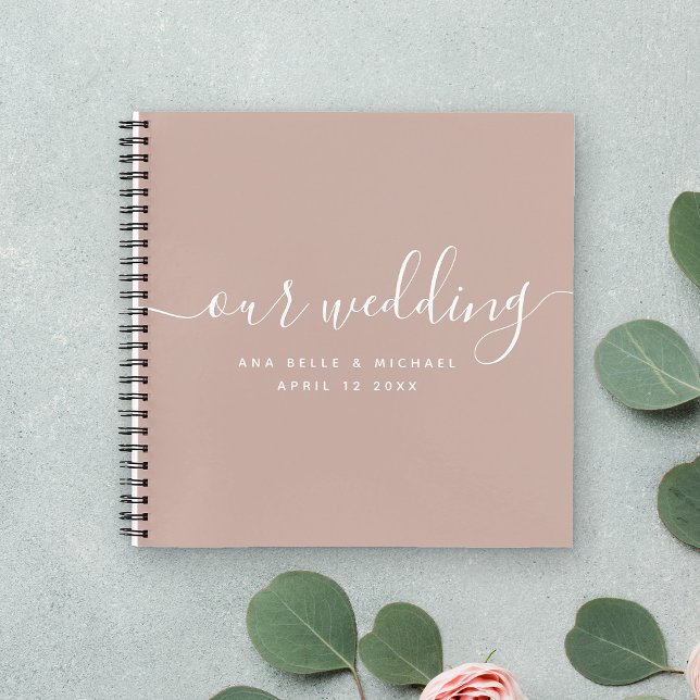 Modern Minimal Elegant Script Blush Wedding Guest Notebook (Creator Uploaded)
