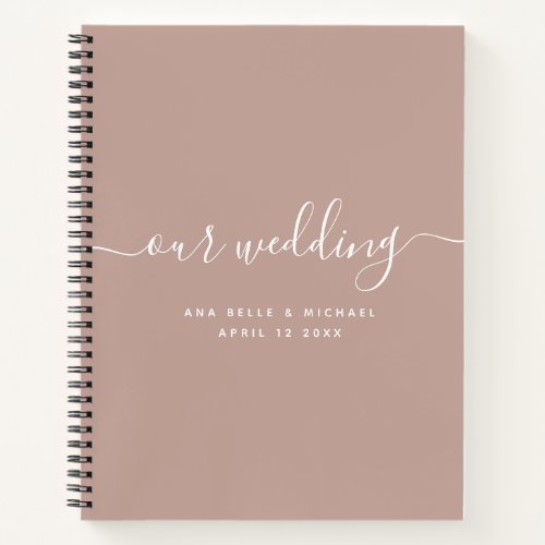 Modern Minimal Elegant Script Blush Wedding Guest Notebook