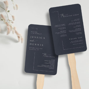Modern Minimal Elegant Script Chic Wedding Program Hand Fan