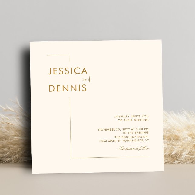 Modern Minimal Elegant Script Copper Square Wedd Invitation (Creator Uploaded)