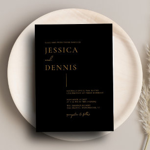 Modern Minimal Elegant Script Copper Wedding Invitation