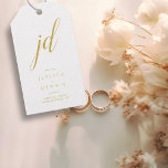 Modern Minimal Elegant Script Monogram Wedding Gift Tags<br><div class="desc">Modern Minimal Elegant Calligraphy Script Monogram Wedding Gift Tags Add a touch of elegance to your wedding favors with these stunning, modern, minimalist, and elegant calligraphy script monogram gift tags. Crafted in classic white and gold, these tags are the perfect way to personalize your gifts and thank your guests. The...</div>