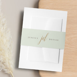 Modern Minimal Elegant Script Monogram Wedding Invitation Belly Band