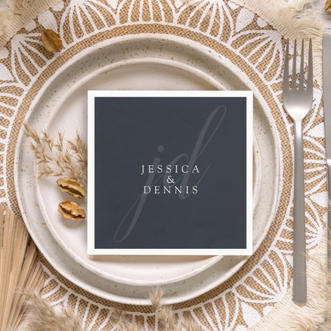 Modern Minimal Elegant Script Monogram Wedding Napkins (Creator Uploaded)