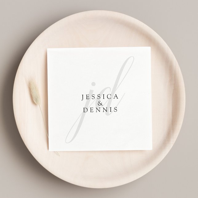 Modern Minimal Elegant Script Monogram Wedding Napkins (Creator Uploaded)