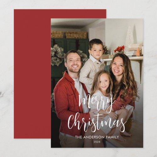 Modern Minimal Elegant Script Photo Christmas Holiday Card