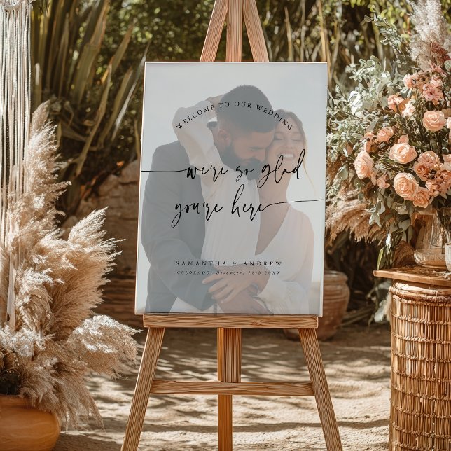 Modern Minimal Elegant Script Wedding Photo Sign (Modern Minimal Elegant Script Wedding Photo Sign)