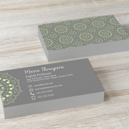 Modern Minimal Elegant Simple Chic Grey Green Business Card