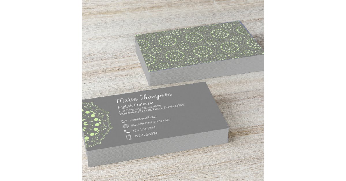 Modern Minimal Elegant Simple Chic Grey Green Business Card | Zazzle