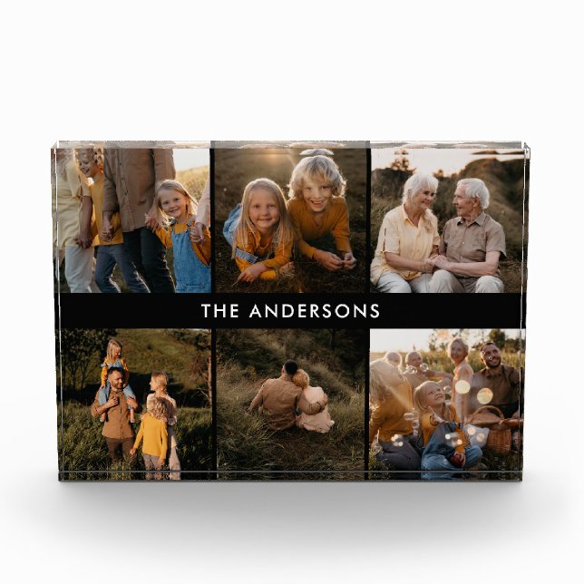 Modern minimal elegant simple unique family gift photo block (Front)