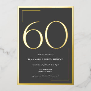 Modern Minimal Elegant Sixtieth Birthday Foil Invitation
