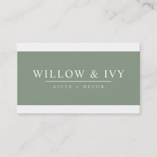 MODERN MINIMAL elegant strip simple sage green Business Card