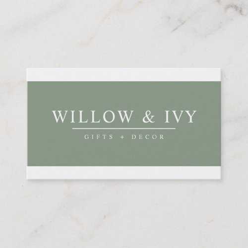 MODERN MINIMAL elegant strip simple sage green Business Card