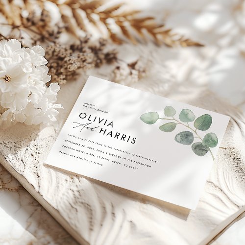 Modern minimal elegant stylish eucalyptus invitation