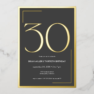 Modern Minimal Elegant Thirty Birthday Foil Invitation