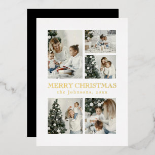 Modern Minimal Elegant Typography Photo Christmas Foil Holiday Card