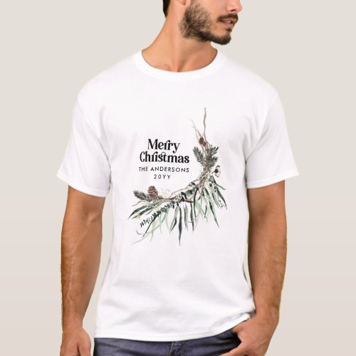 Modern minimal elegant watercolor botanical rustic T_Shirt