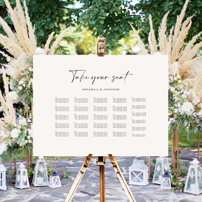 Modern minimal elegant wedding seating plan a-z foam board (Creator Uploaded)