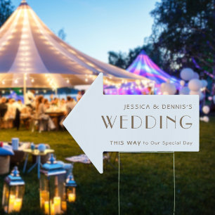Modern Minimal Elegant Wedding This Way Arrow Sign