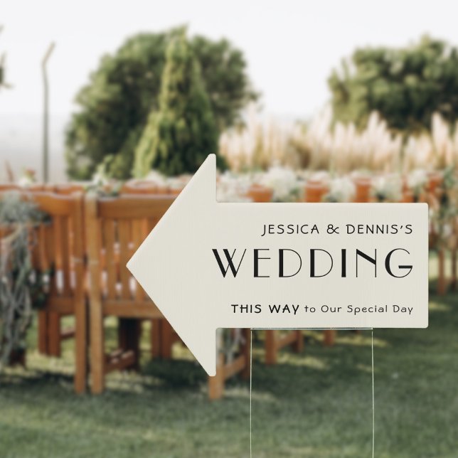 Modern Minimal Elegant Wedding This Way Arrow Sign (Creator Uploaded)