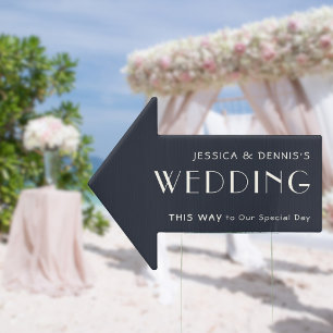 Modern Minimal Elegant Wedding This Way Arrow Sign